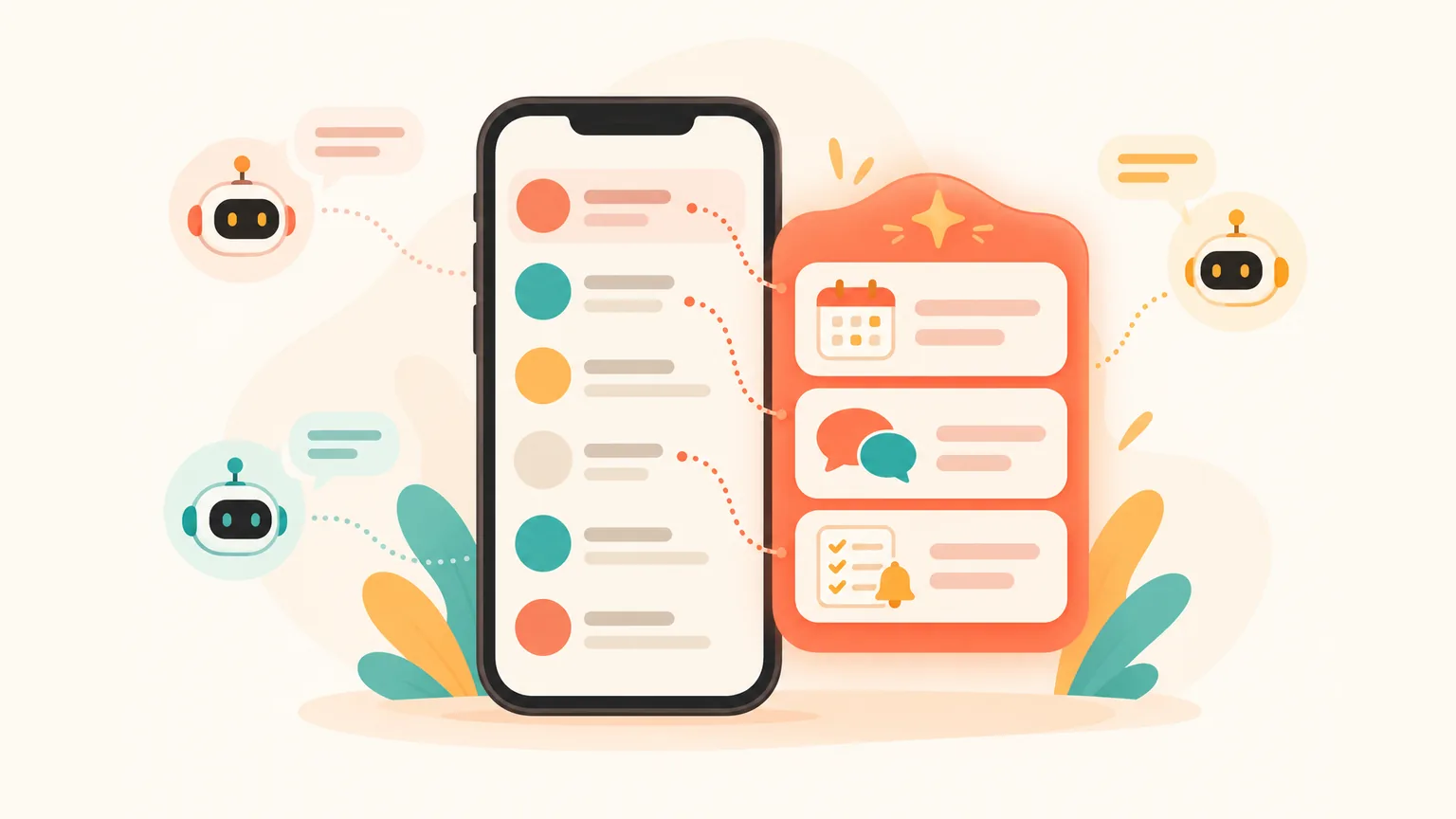 A personal AI assistant on top of your chat list — calendar, translation and reminders — next to separate chat bots