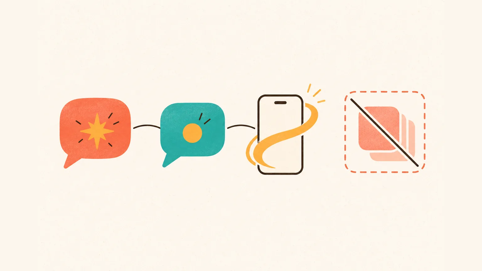 Three options to add AI to WhatsApp (chat with AI, AI bot in your chat list, assistant app on top of WhatsApp) next to a crossed-out box of modded apps to avoid